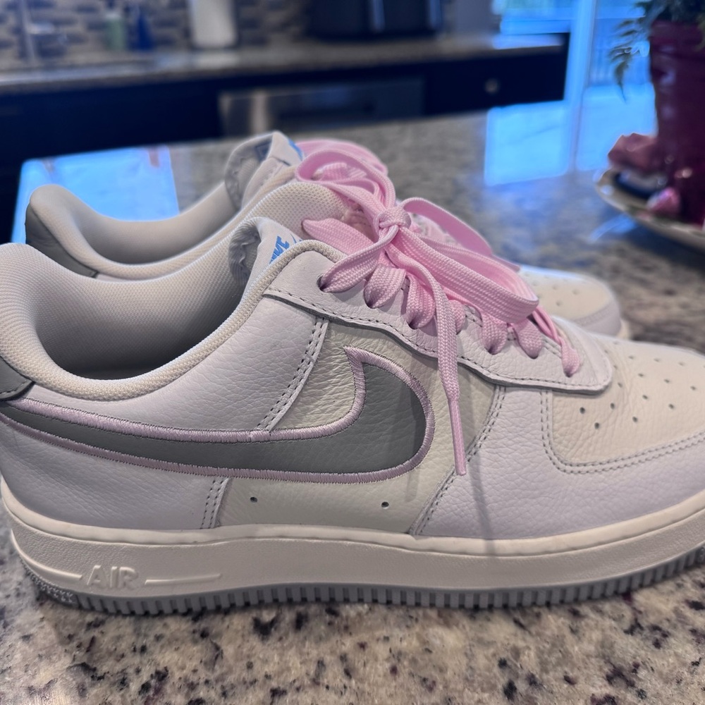 Nike White Sneakers with Pink and Gray Accents